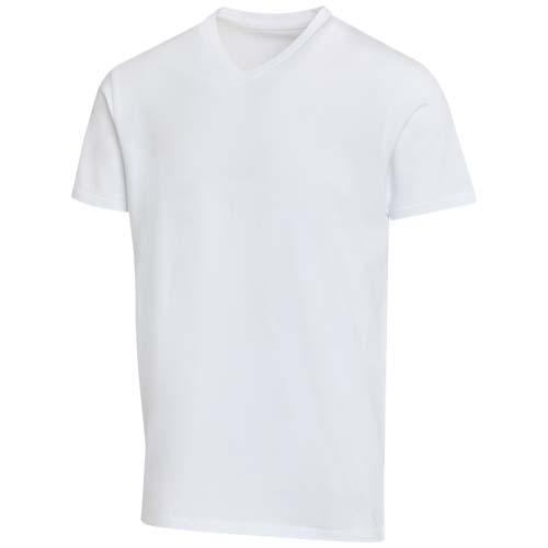 Balfour organiczna koszulka unisex z krótkim rękawem i dekoltem w serek, wykonana z materiału o gramaturze 200 g/m², z certyf 39665010 – widok z przodu