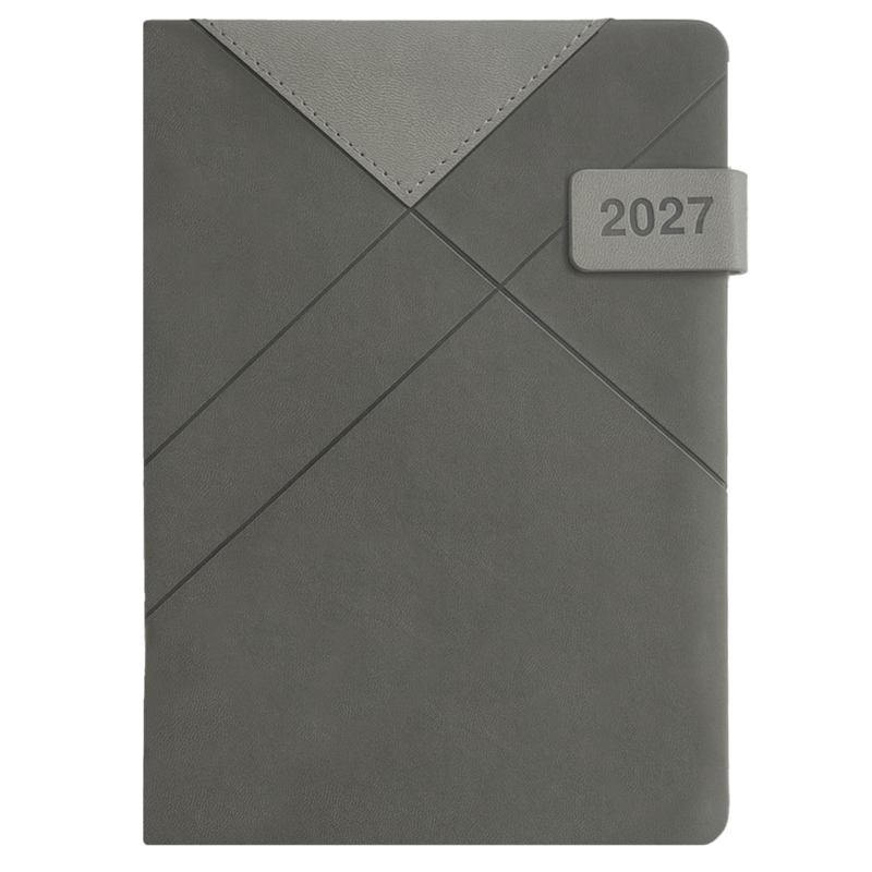 Kalendarz książkowy MAGNETO A5 dzienny ciemnoszary, szary KK-VCM-745D-MAG46 – widok z przodu