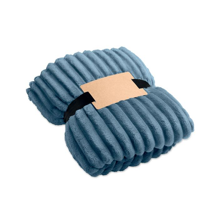 Polarowy koc w paski RPET MO3184-20 – widok z przodu
