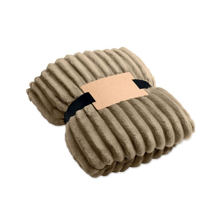 Polarowy koc w paski RPET MO3184-39 – widok z przodu