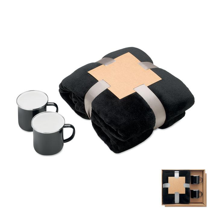 Zestaw koc polarowy i 2 kubki MO3207-03 – widok z przodu