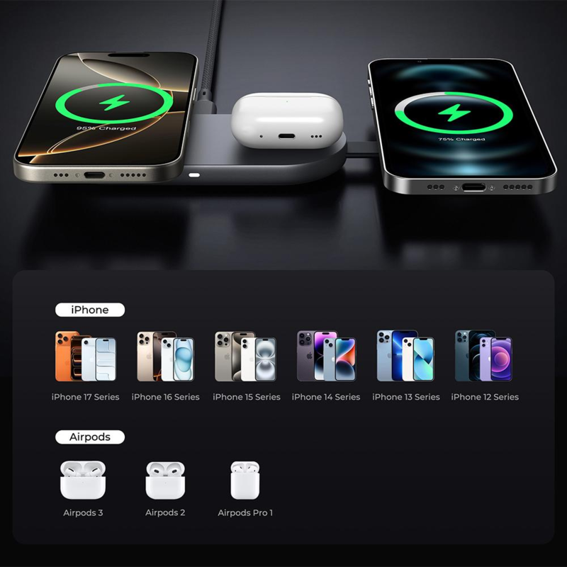 Ładowarka bezprzewodowa 3 w 1 25W Aukey VAM17-15 – zdjęcie 7