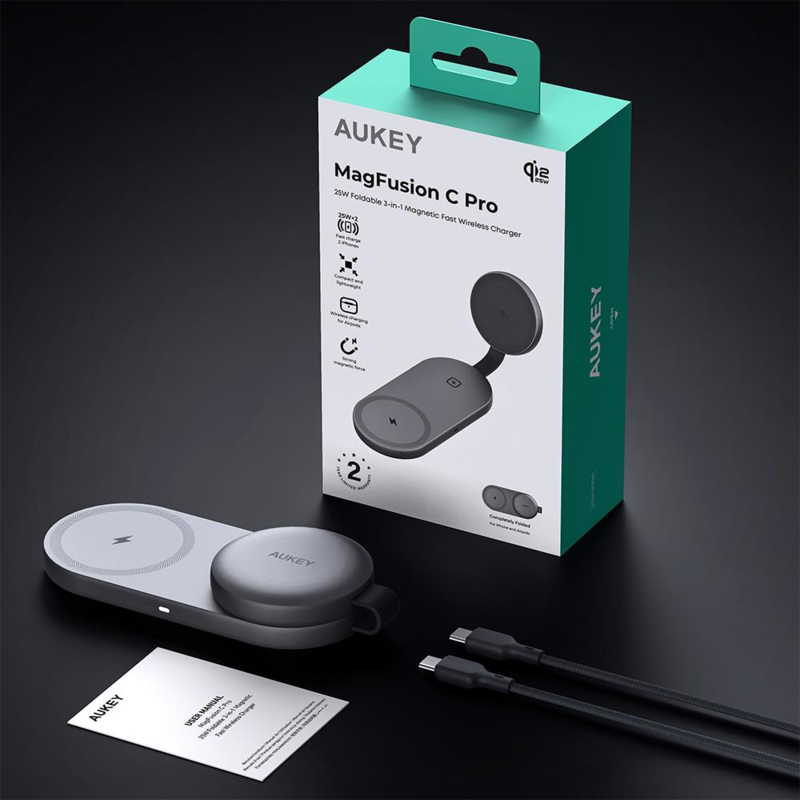 Ładowarka bezprzewodowa 3 w 1 25W Aukey VAM17-15 – zdjęcie 8