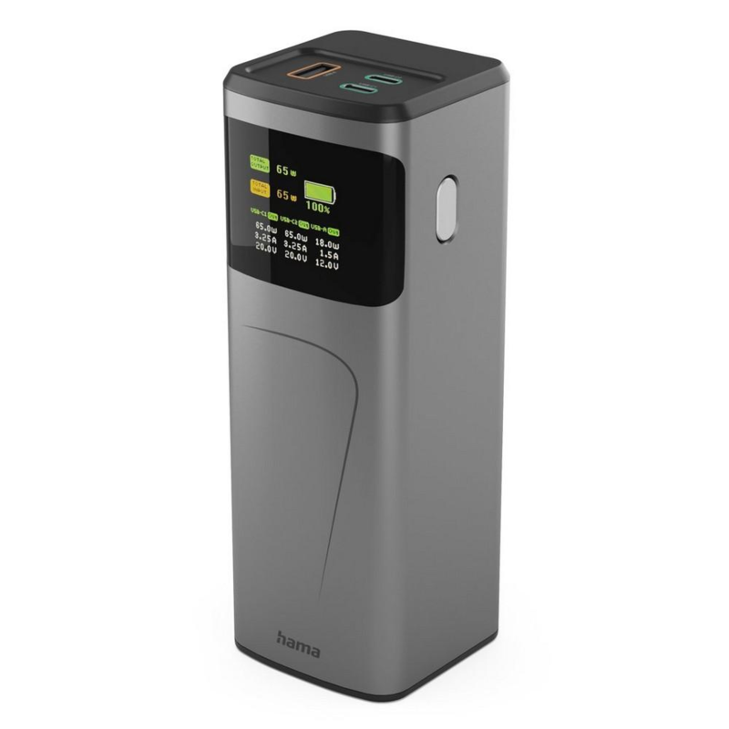 Power bank 20000 mAh Hama High Power 65W VH028-15 – widok z przodu