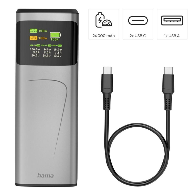Power bank 24000 mAh Hama High Power 150W VH029-15 – zdjęcie 4