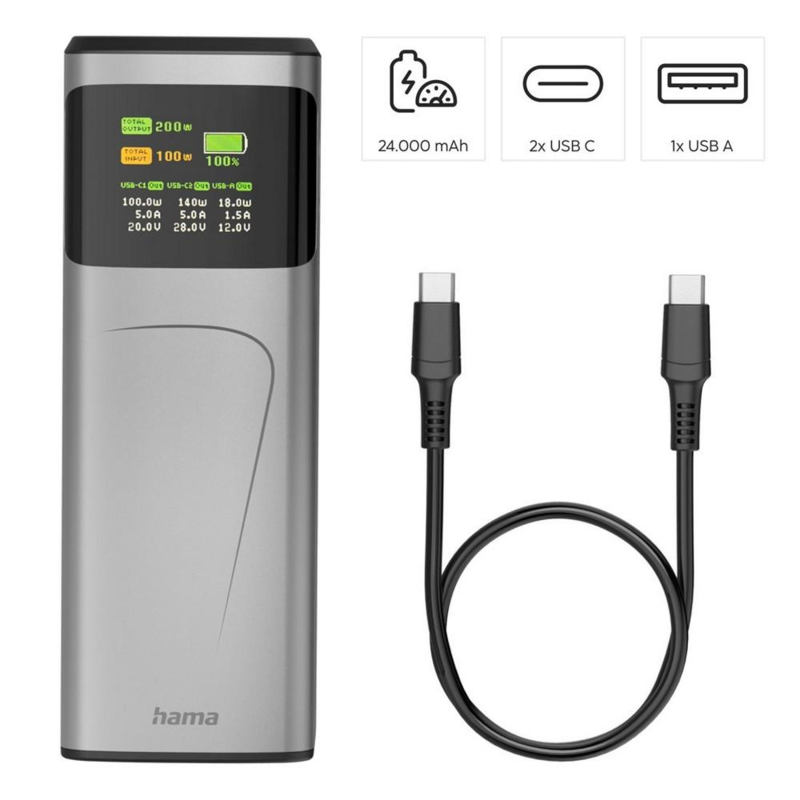 Power bank 24000 mAh Hama High Power 200W VH030-15 – zdjęcie 4